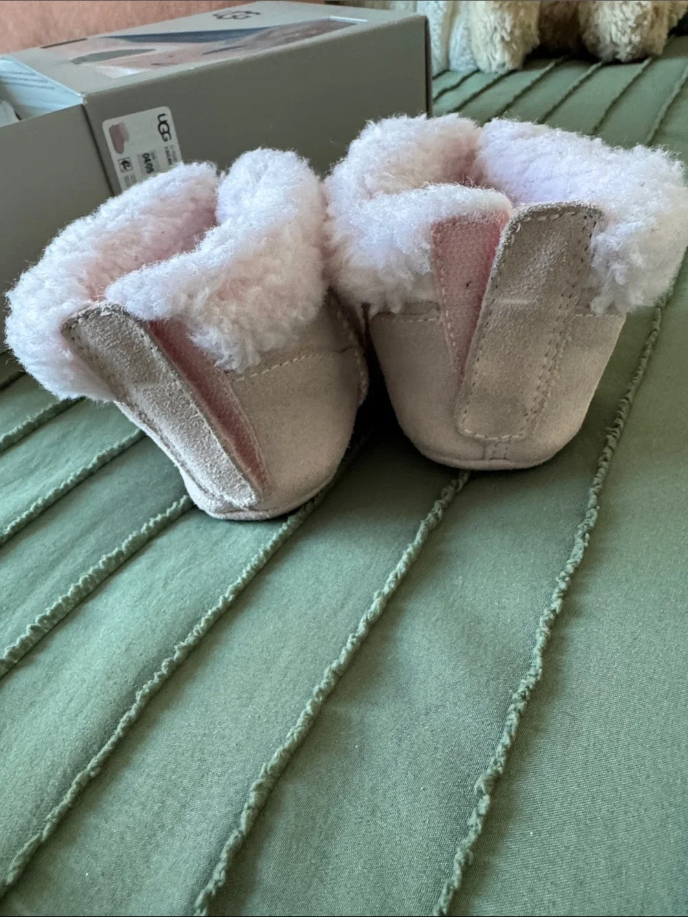 UGG Pink Shearling-Trim Cozy Bootie Slippers